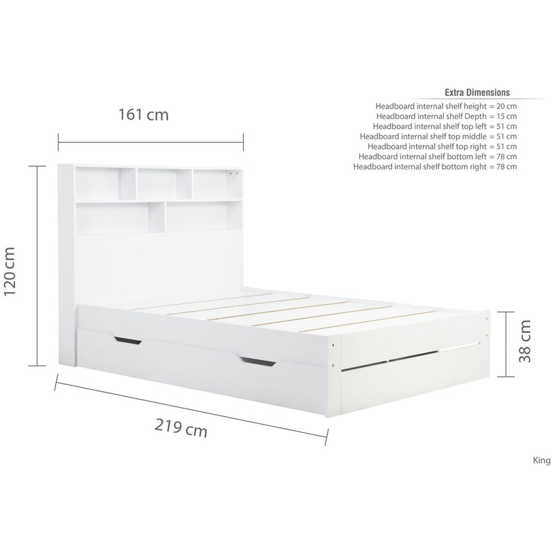 Birlea Alfie white kingsize storage bed frame - British product