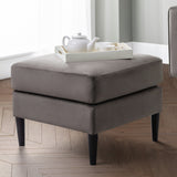 Julian Bowen Hayward velvet ottoman footstool in grey, 67cm wide, UK version