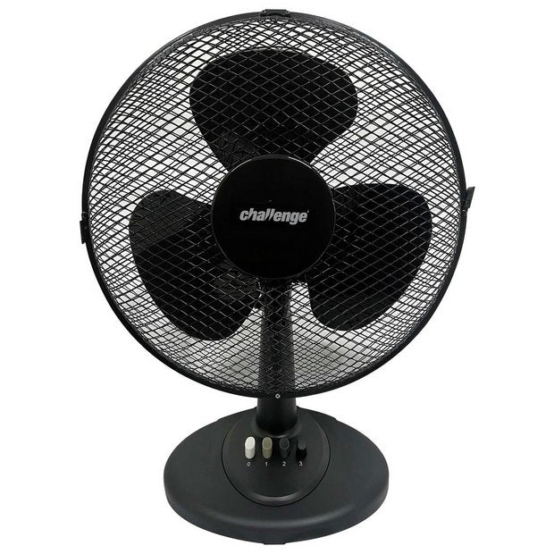 Oscillating black desk fan 12 inch - British product