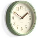 Jones Clocks green analogue wall clock 20cm diameter, UK version