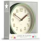 Jones Clocks green analogue wall clock 20cm diameter, UK version