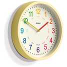 Jones Clocks kids analogue wall clock yellow 25cm diameter, UK version