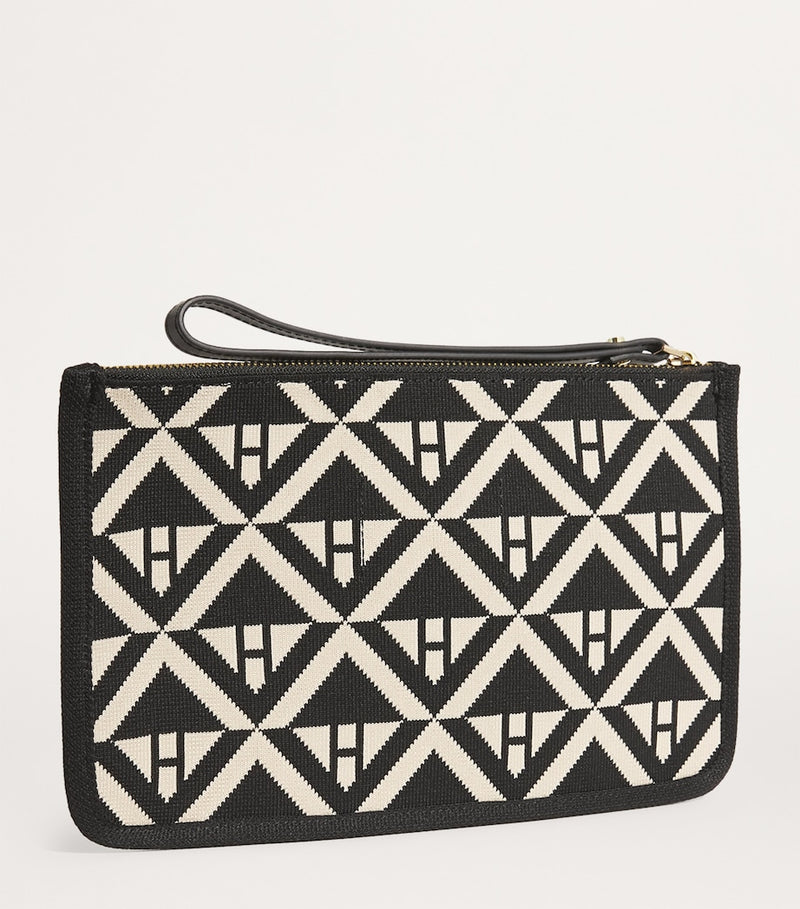 Harrods Geometric Pouch monochrome jacquard wristlet, UK version
