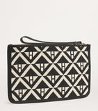 Harrods Geometric Pouch monochrome jacquard wristlet, UK version