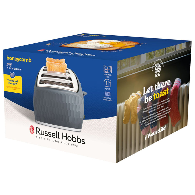 Russell Hobbs Honeycomb 4 slice toaster grey (British brand)