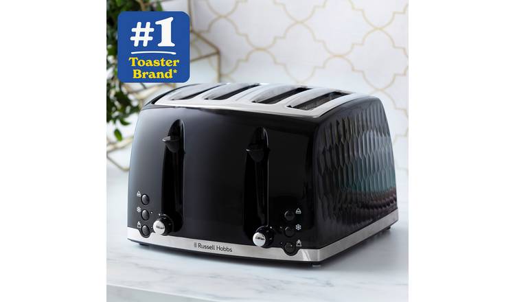 Russell Hobbs Honeycomb 4-slice toaster black, imported from the UK