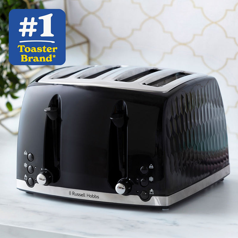 Russell Hobbs Honeycomb 4-slice toaster black, imported from the UK
