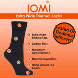 IOMI unisex extra wide thermal socks 93% cotton, UK version