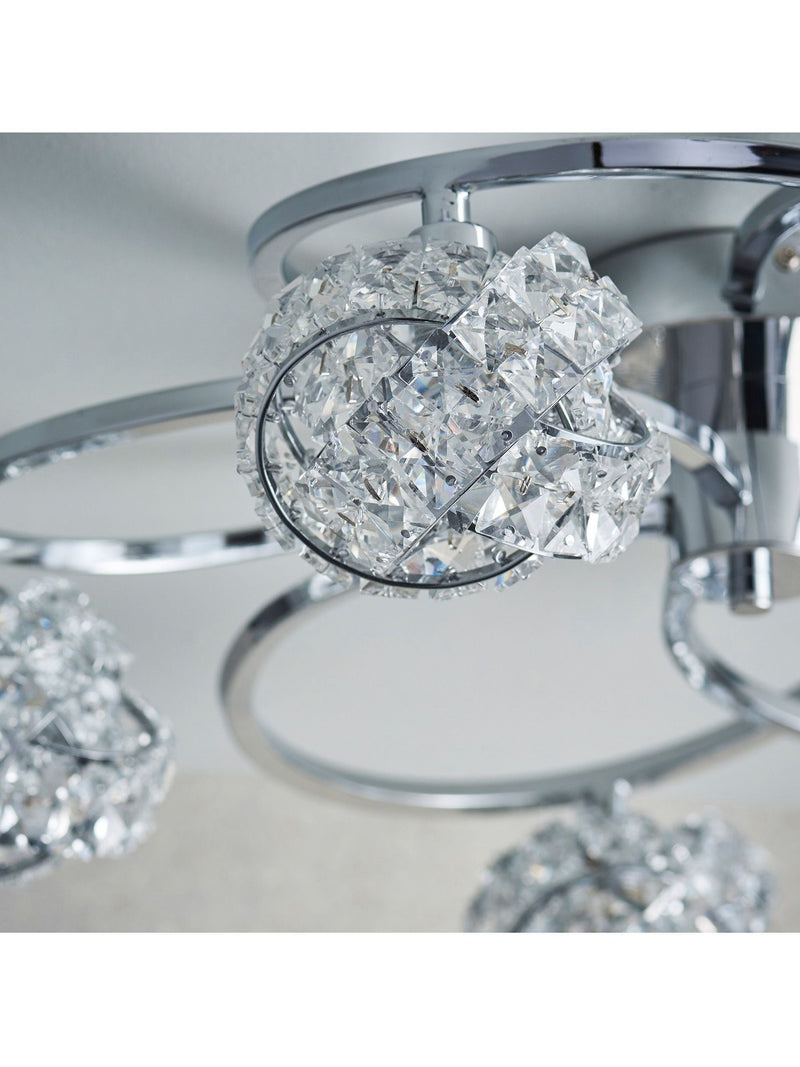 Gallery Home chrome flush ceiling light 5-light (British brand)