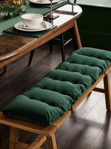 Next Olive Green Velvet Bench Cushion with Tie Fastening Dining Table Seating Pad- Buy online at McGrocer
