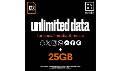 Argos VOXI 25GB 30 Day Pay As You Go SIM Card- Buy online at McGrocer