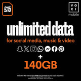 Argos VOXI 140GB 30 Day Pay As You Go SIM Card- Buy online at McGrocer