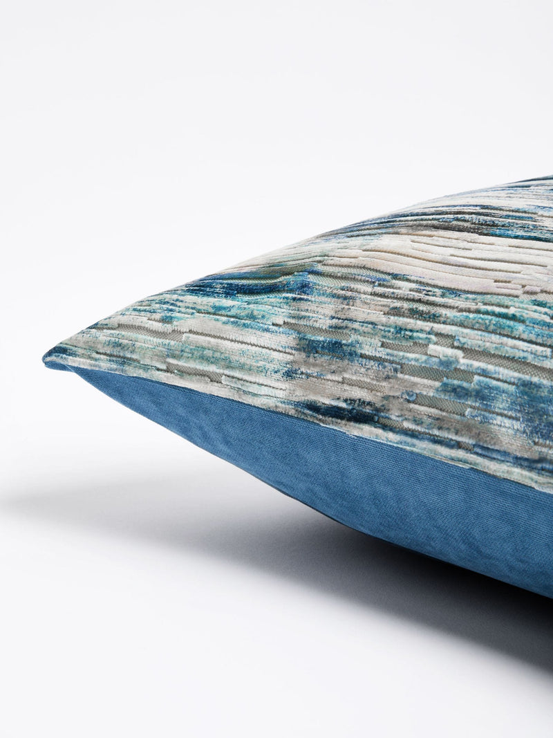 Blue haze velvet stripe cushion 40x59cm - British product