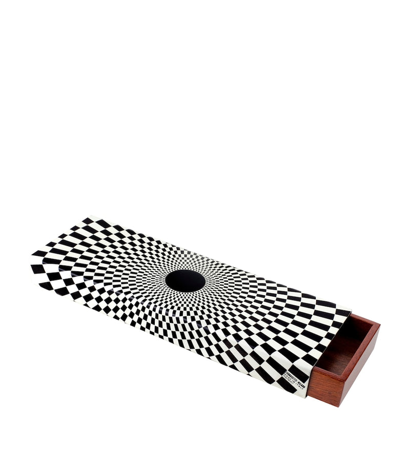 Fornasetti Egocentrismo rectangular box with removable wooden drawer, 10x30x3.3cm - British product