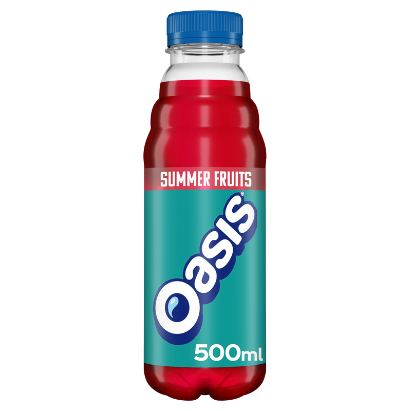 Oasis Summer Fruits juice drink 12 x 500ml bottles, imported from the UK