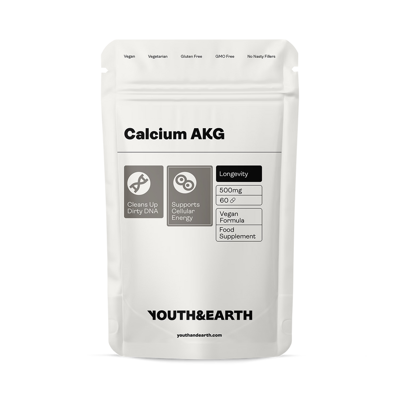 Youth and Earth Calcium AKG 500mg capsules 60 count, UK version