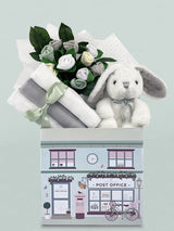 Next Babyblooms Grey 100% Cotton Gift Hamper with Personalised Bunny Soft Toy- Buy online at McGrocer
