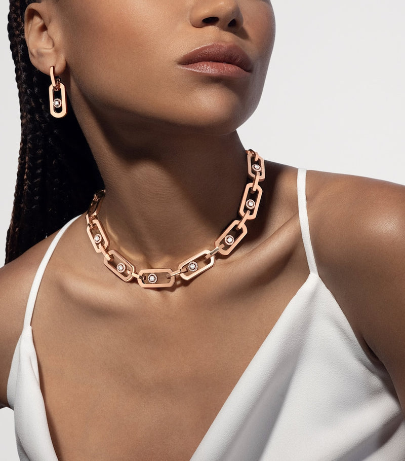 Messika So Move XL drop earrings in 18kt rose gold with diamonds - British product