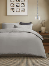 Silver Grey Supersoft Brushed Cotton Duvet Cover and Pillowcase Set