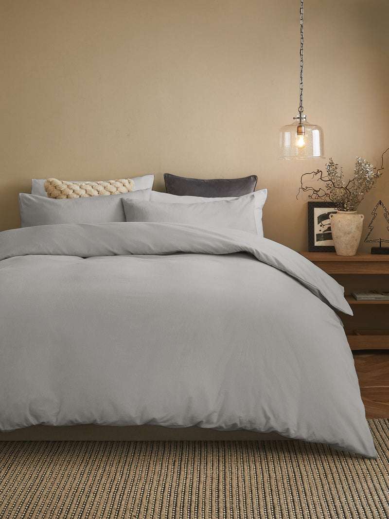 Silver Grey Supersoft Cotton Duvet Cover Set (British brand)