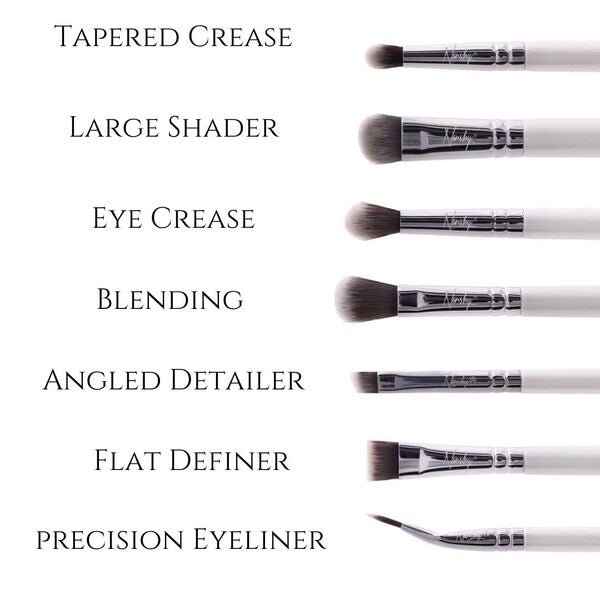Nanshy eye brush set 7pcs white bristles, imported from the UK