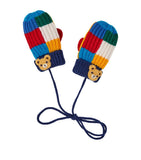 Miki House bear mittens with patchwork design and teddy bear appliques - British product