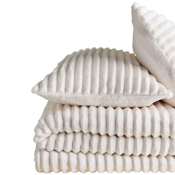 M&S Cloud Fleece Bedset, Single, Cream