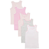 M&S Girls Pure Cotton Spotted & Plain Vests 5 pack, 11-12 Years, Pink Mix