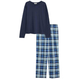 M&S Check Bottoms PJ Set, Extra Large, Navy