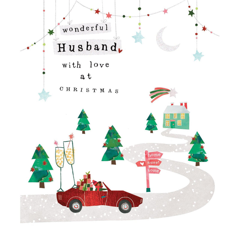 Woodmansterne Snow In Love Husband Christmas greeting card (British brand)