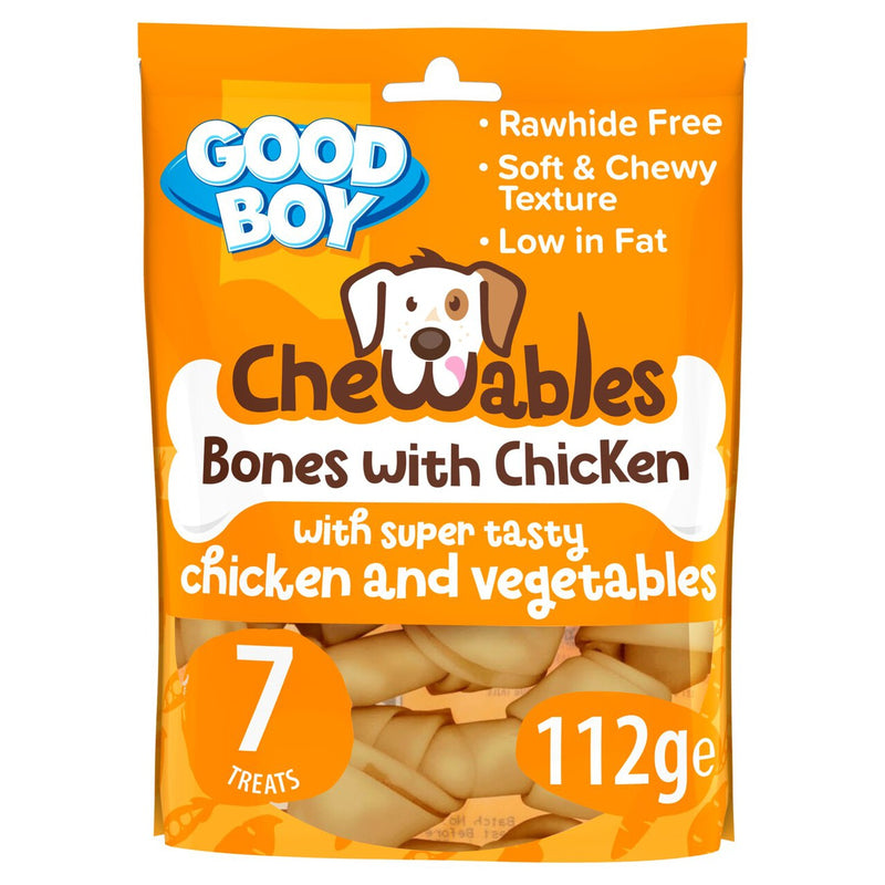 Good Boy Chewables Dog Treats Rawhide Free Chicken Mini Bones 7 per pack