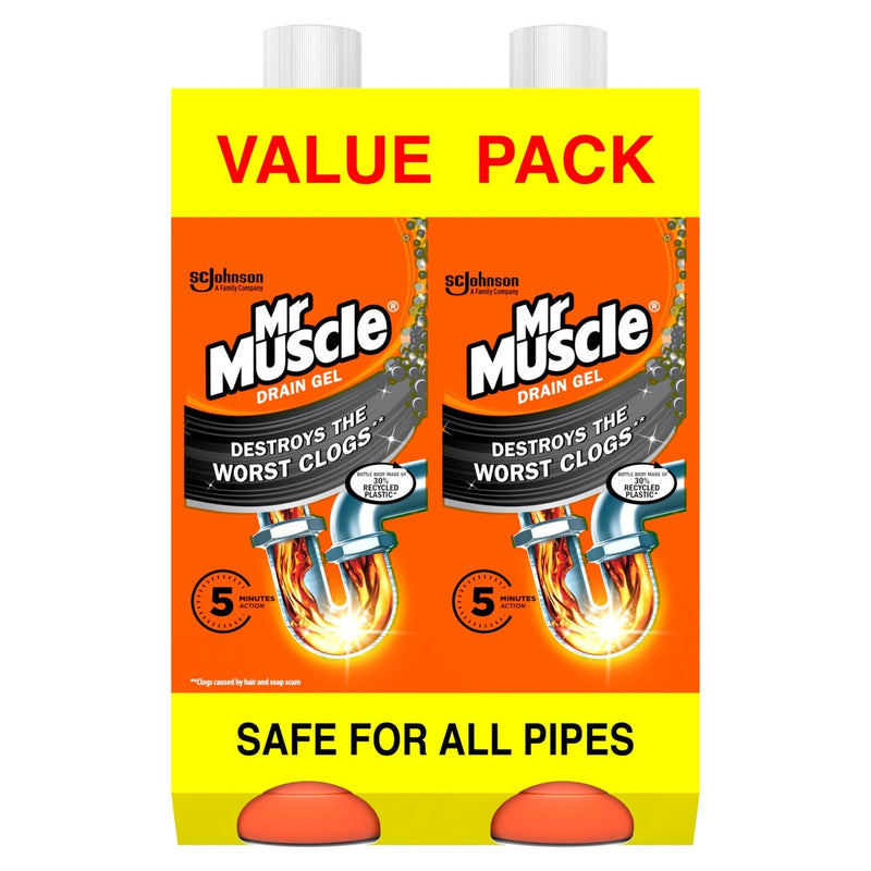Mr Muscle Power Gel Drain & Sink Unblocker Twin Pack 2 x 1L