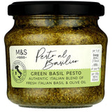M&S green pesto with Italian basil and olive oil, imported from the UK