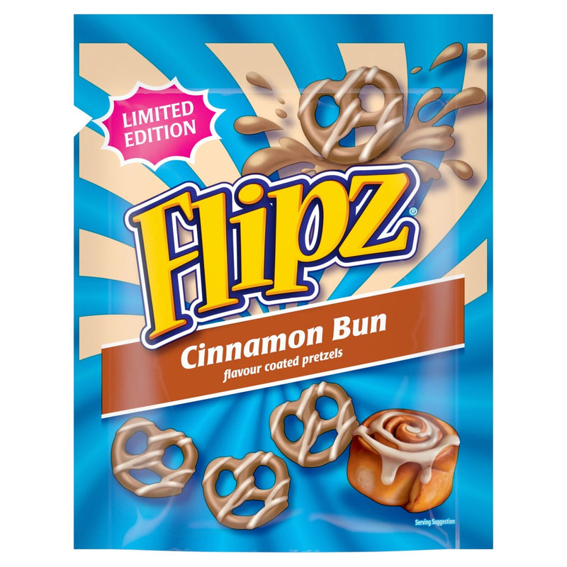 Flipz Cinnamon Bun Flavour Coated Pretzel Snacks
