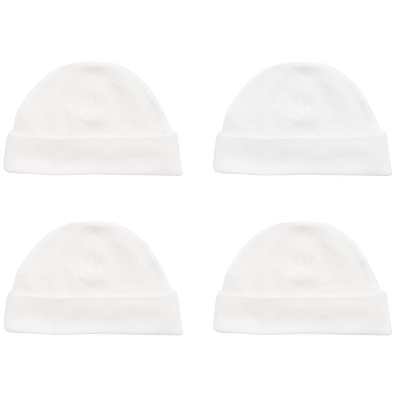 M&S Pure Cotton Hats, 4 Pack, 6-12 Months, White