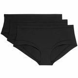 M&S Womens Flexifit Low Rise Knicker Shorts, 3 Pack, 18, Black