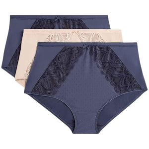 M&S Womens Amelia Lace Full Briefs, 18, Thunder