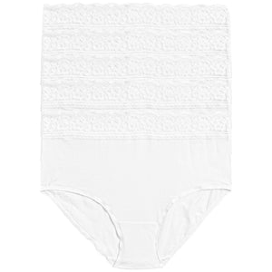 M&S Womens Collection Cotton Lycra & Lace Full Briefs, 5 Pack, 16 White
