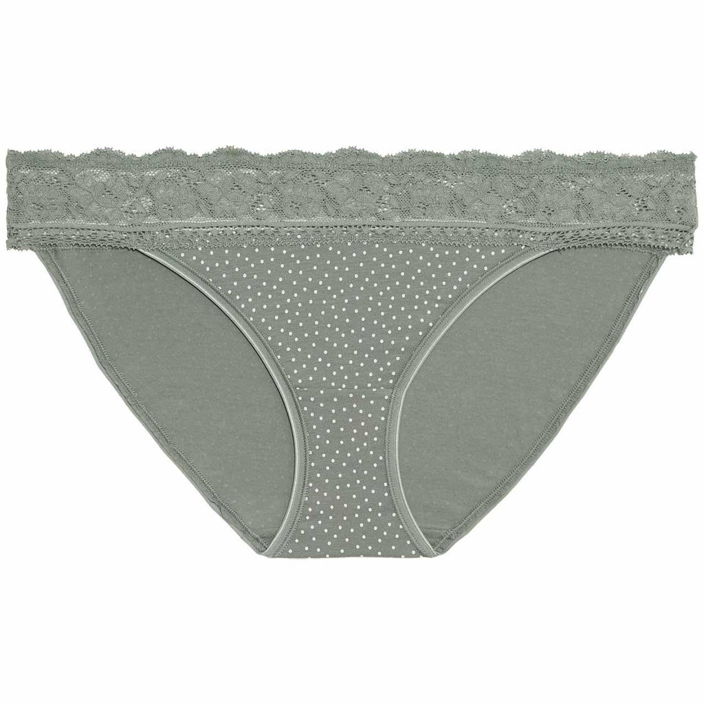 M&S Womens, Cotton Blend Printed Bikini Knickers, Size 14, Green