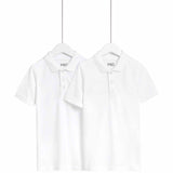 M&S Unisex Slim Stain Resist School Polo Shirts, 4-5 Years, White