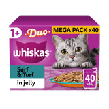 Whiskas 1+ Duo Surf and Turf Adult Wet Cat Food Pouches in Jelly