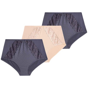 M&S Womens Amelia Lace Full Briefs, 8, Thunder