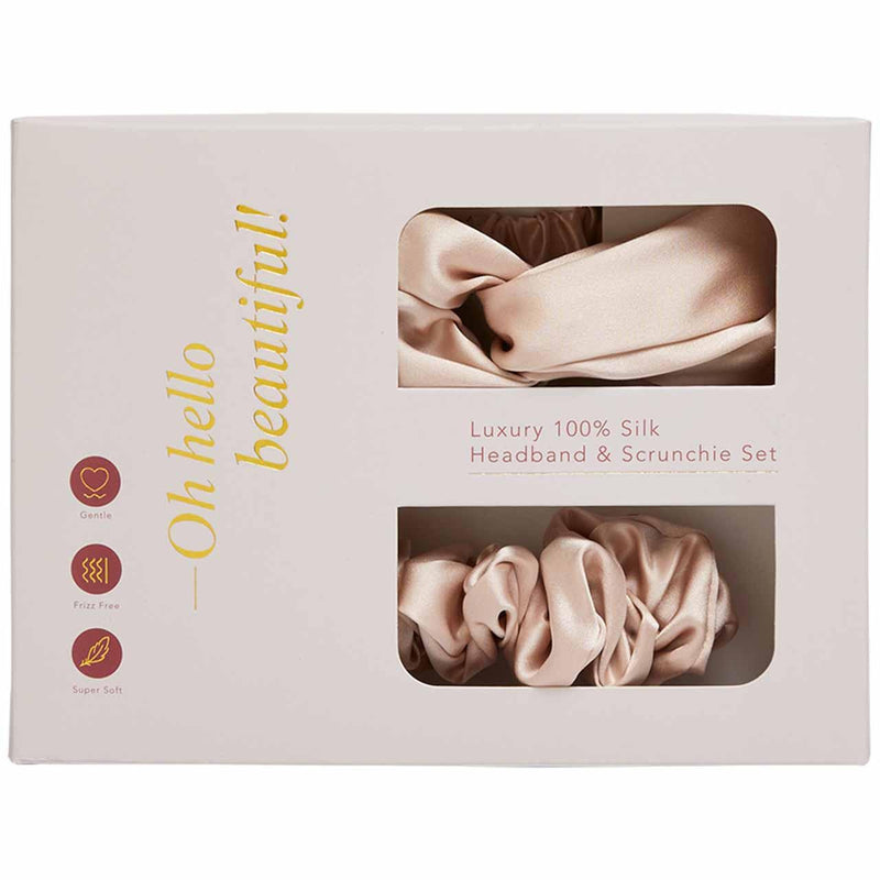 M&S Collection Pure Mulberry Silk Headband and Scrunchie Set, Pink