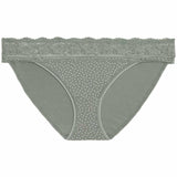 M&S Womens, Cotton Blend Printed Bikini Knickers, Size 12, Green