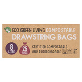 Eco Green Living Certified Compostable Small 8L Drawstring Bin Liner 25 per pack