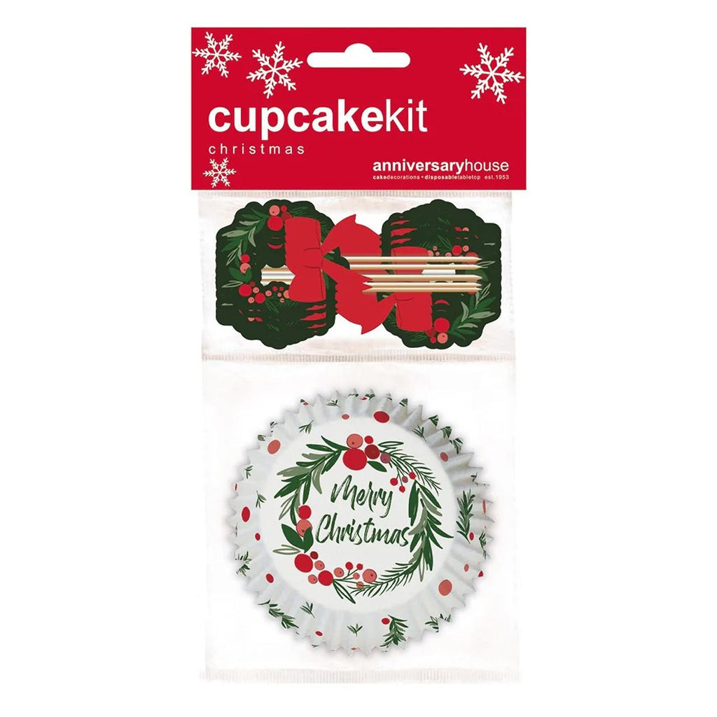 Anniversary House Merry Christmas Wreath Cupcake Kit