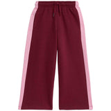 M&S Wide Leg Side Stripe Jogger, 3-4 Years, Claret