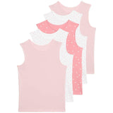 M&S Girls Pure Cotton Heart Print Vests, 2-3 Years, Pink Mix