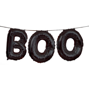 Boo Black Foil Halloween Balloon Banner Kit