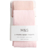 M&S Rib Tights, 6-12 M, Pink
